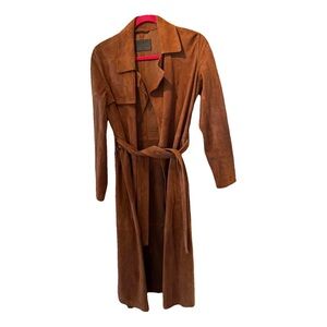 All Saints Camel Suede Trench Coat